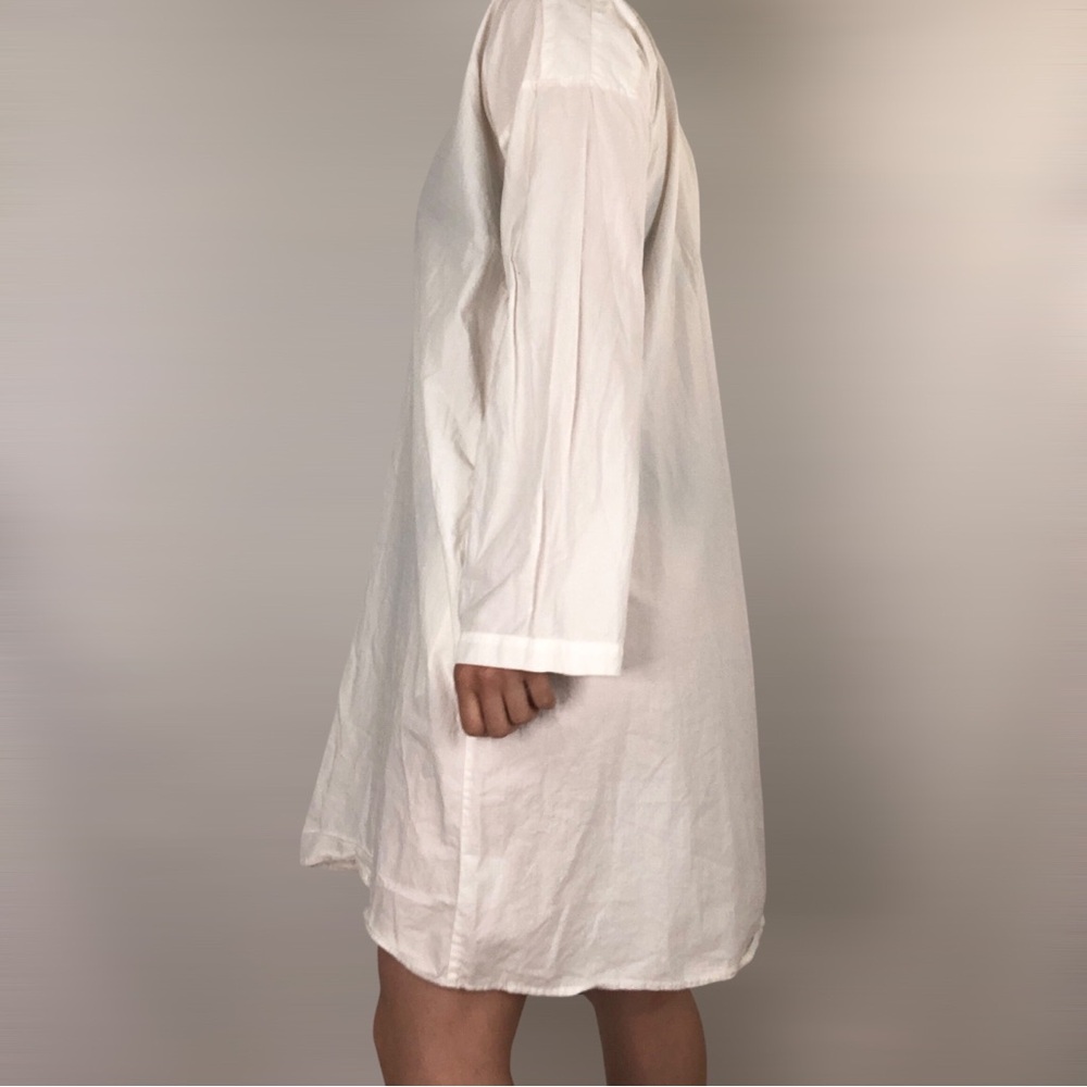 Domi Organic Cotton Tunic Dress White Button Lightweight Sleep Gown - Picture 5 of 10